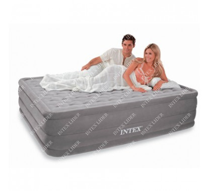 66958 Надувная кровать Intex Ultra Plush, со встроенным электронасосом 220В (203x152x46)