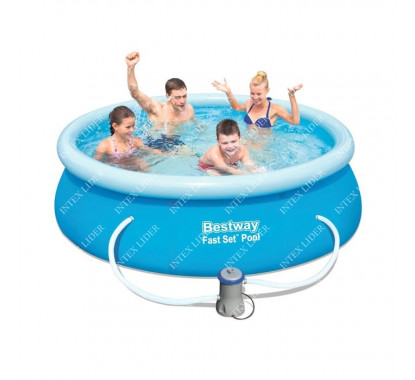 57268 Bestway Бассейн с надувным бортом 244х66 см, 2300 л, с фильтр-насос 1249л/ч.