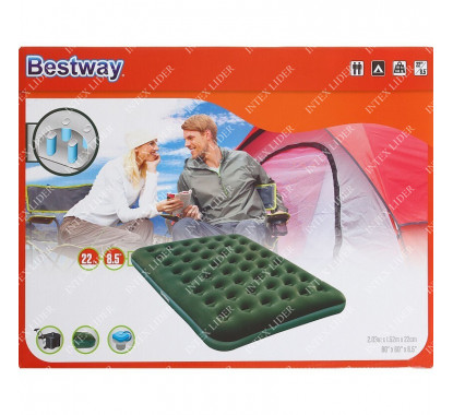 67555 Bestway Надувной матрас Flocked Air Bed(Queen) — D Cell Pump 203x152x22 см + насос на батарейках