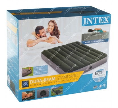 Надувной матрас Полутороспальный Intex (137х191х25) +ножной насос 64762